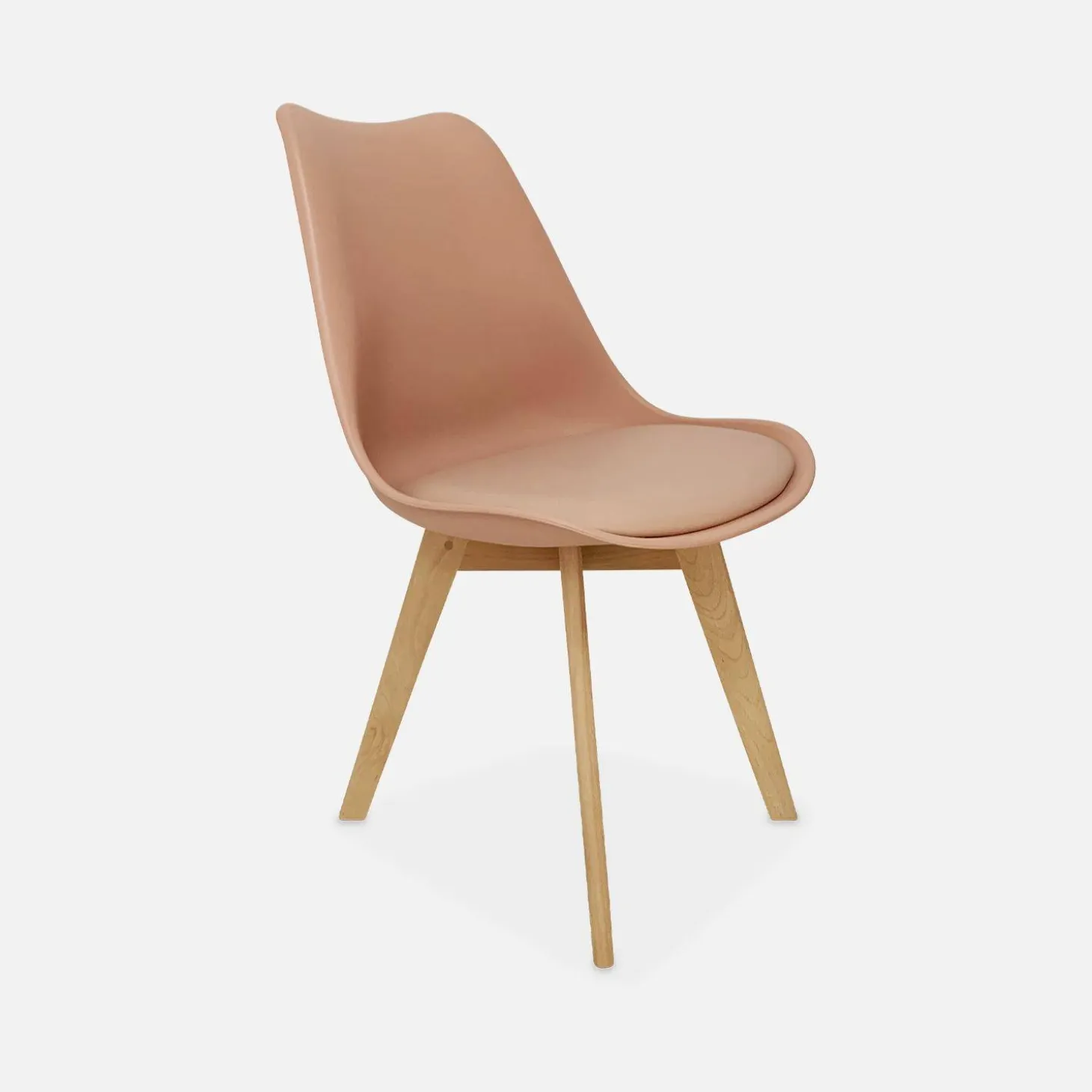 Silla escandinava con patas de madera de haya, set de 4