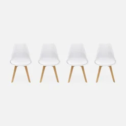 Silla escandinava con patas de madera de haya, set de 4