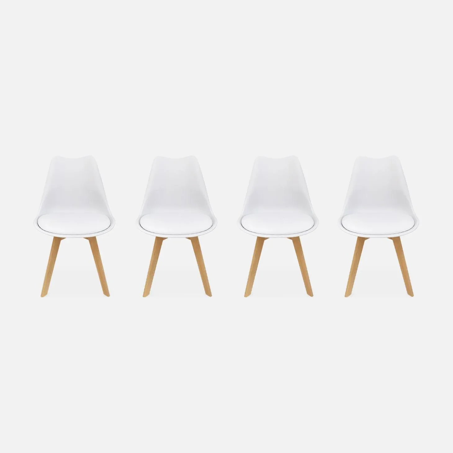 Silla escandinava con patas de madera de haya, set de 4