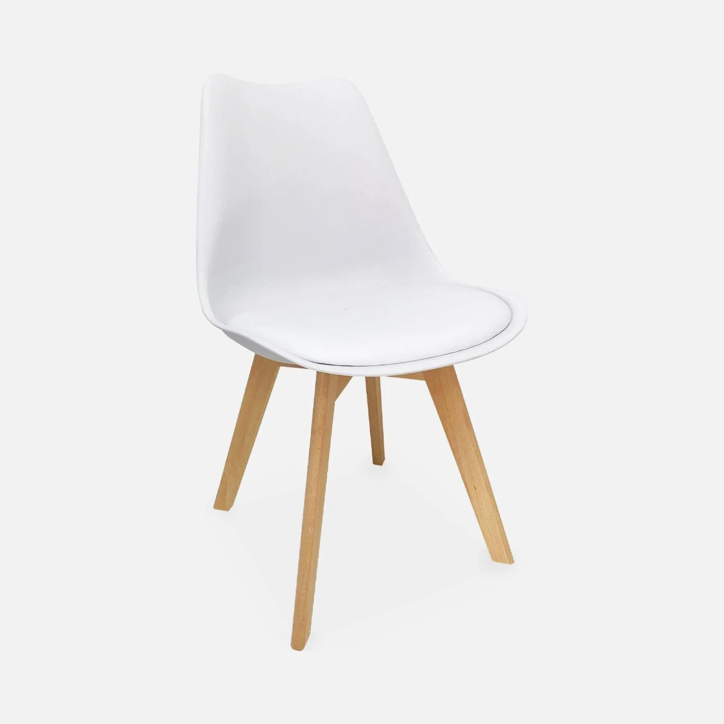 Silla escandinava con patas de madera de haya, set de 4