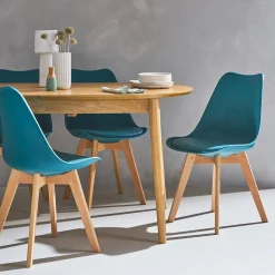 Silla escandinava con patas de madera de haya, set de 4