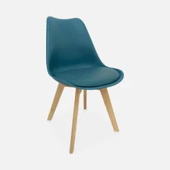 Silla escandinava con patas de madera de haya, set de 4