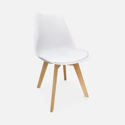 Silla escandinava con patas de madera de haya, set de 6