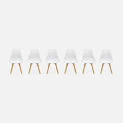 Silla escandinava con patas de madera de haya, set de 6