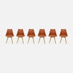 Silla escandinava con patas de madera de haya, set de 6