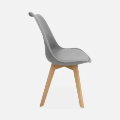 Silla escandinava con patas de madera de haya, set de 6
