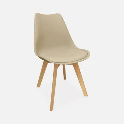 Silla escandinava con patas de madera de haya, set de 4