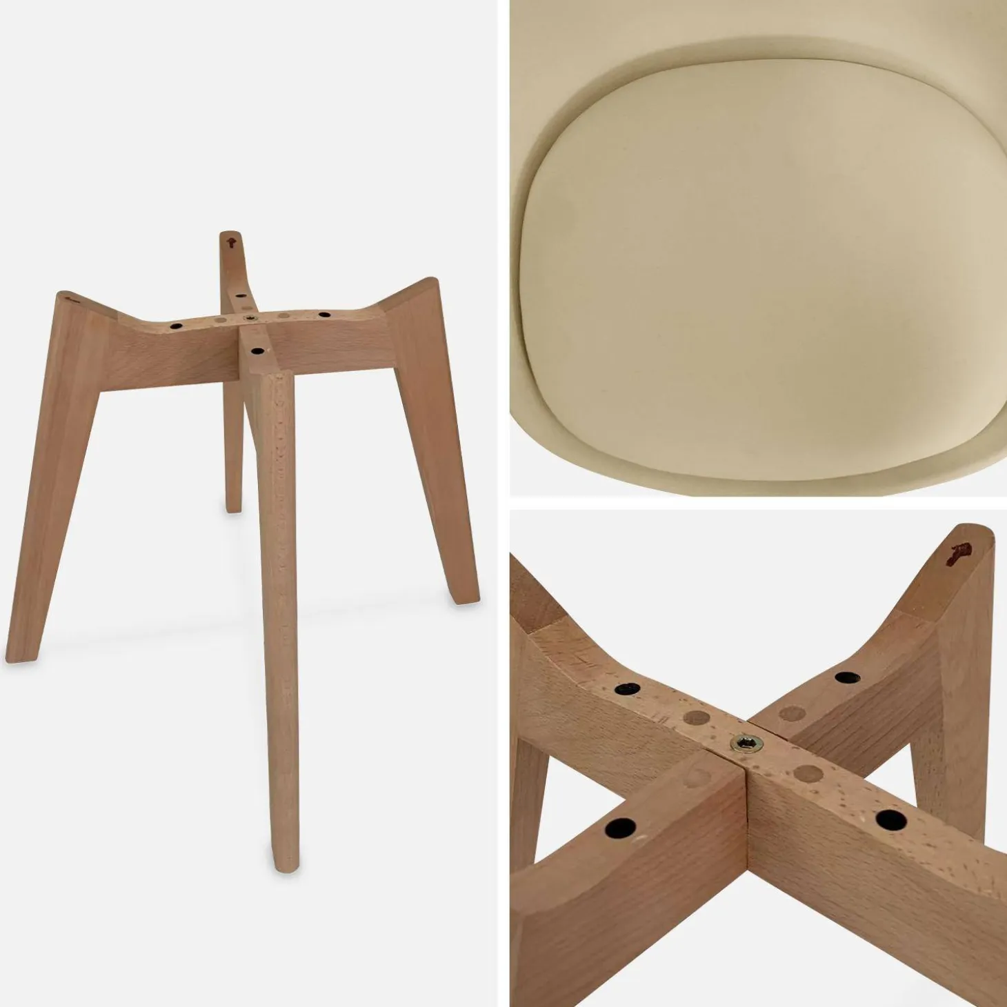 Silla escandinava con patas de madera de haya, set de 4
