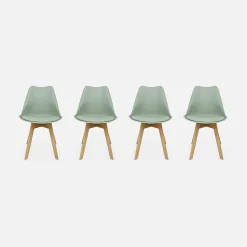 Silla escandinava con patas de madera de haya, set de 4