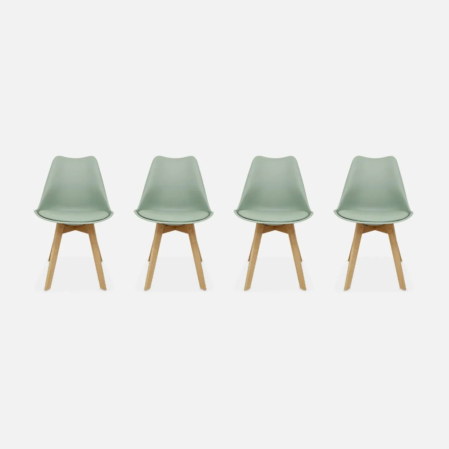 Silla escandinava con patas de madera de haya, set de 4