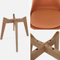 Silla escandinava con patas de madera de haya, set de 4