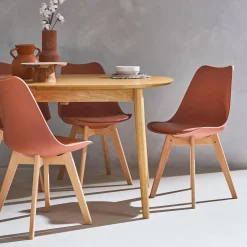 Silla escandinava con patas de madera de haya, set de 4