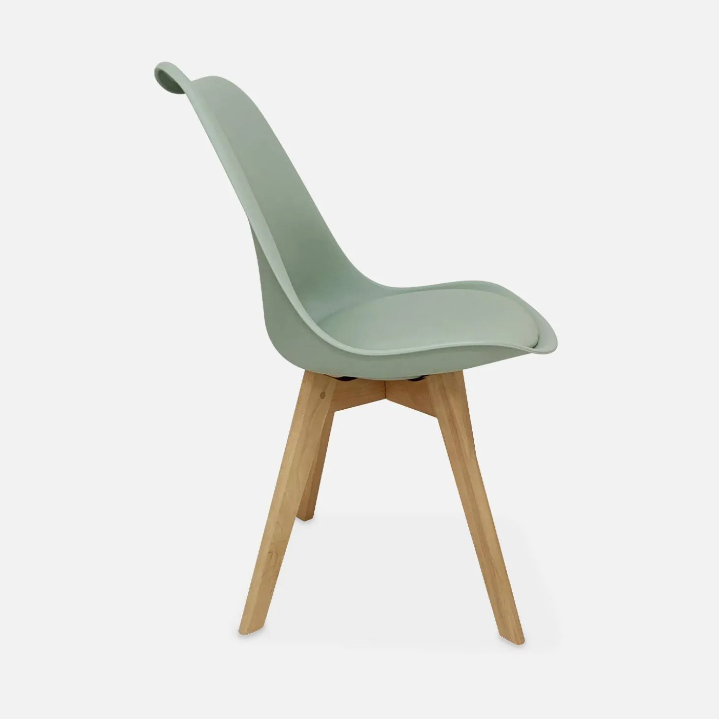 Silla escandinava con patas de madera de haya, set de 6