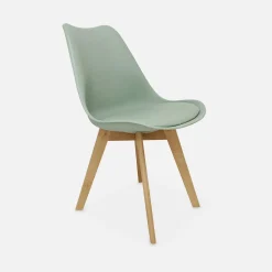 Silla escandinava con patas de madera de haya, set de 6