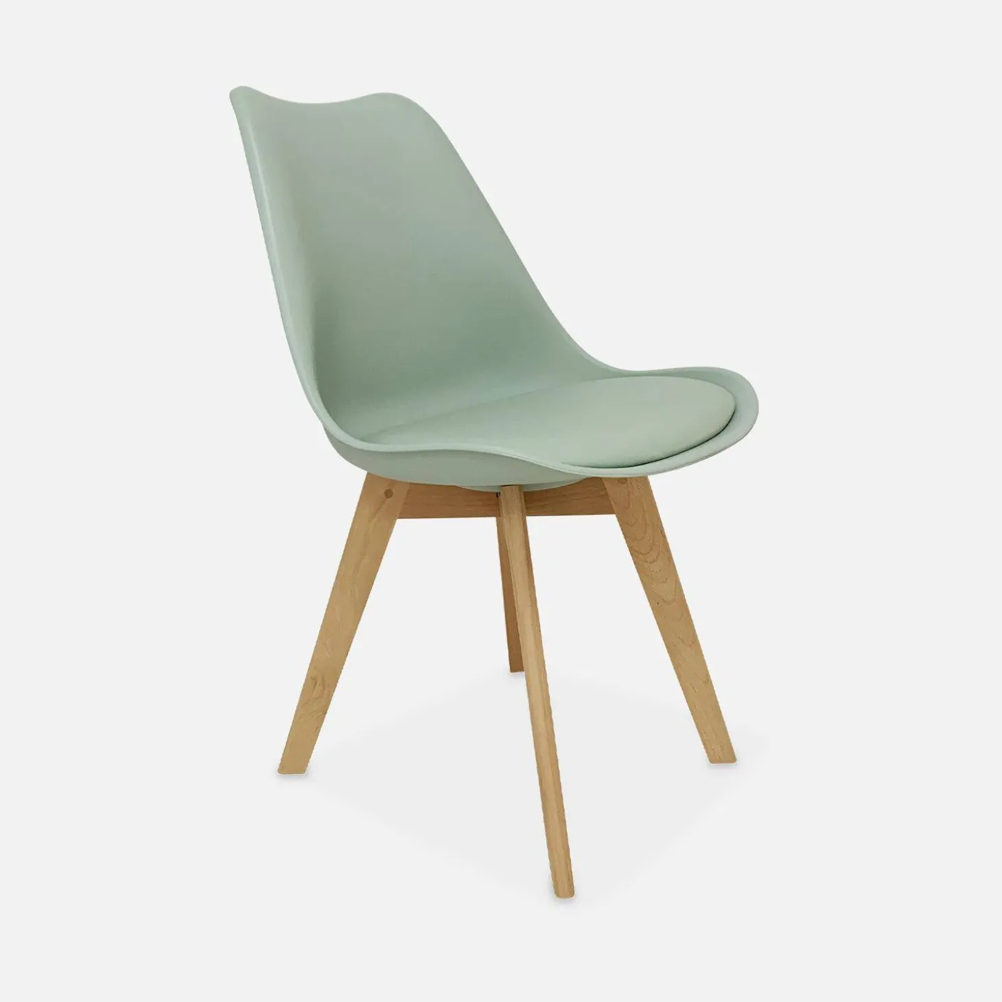 Silla escandinava con patas de madera de haya, set de 6