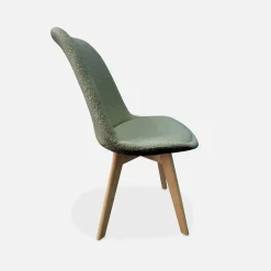 Silla escandinava de madera de haya y borreguito, set de 4
