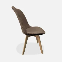 Silla escandinava de madera de haya y borreguito, set de 4