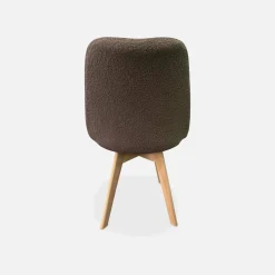 Silla escandinava de madera de haya y borreguito, set de 4