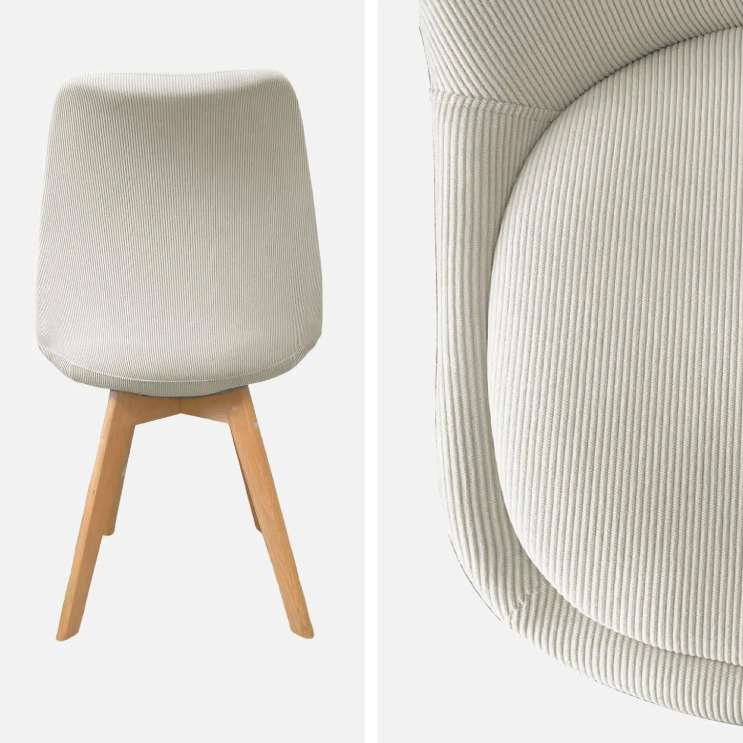 Silla escandinava de madera de haya y pana fina, set de 4