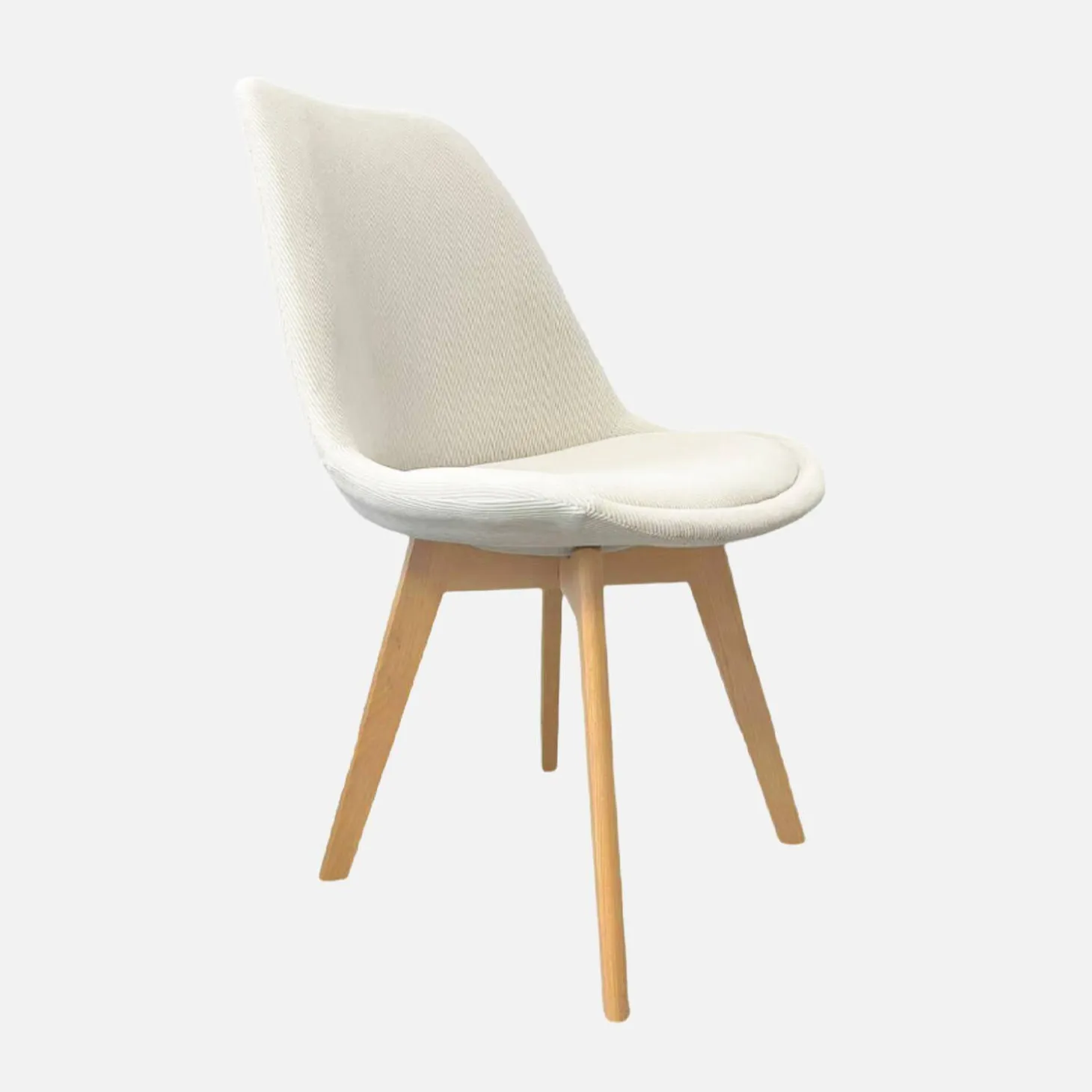 Silla escandinava de madera de haya y pana fina, set de 4