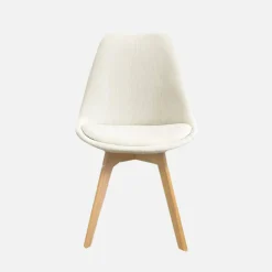 Silla escandinava de madera de haya y pana fina, set de 4