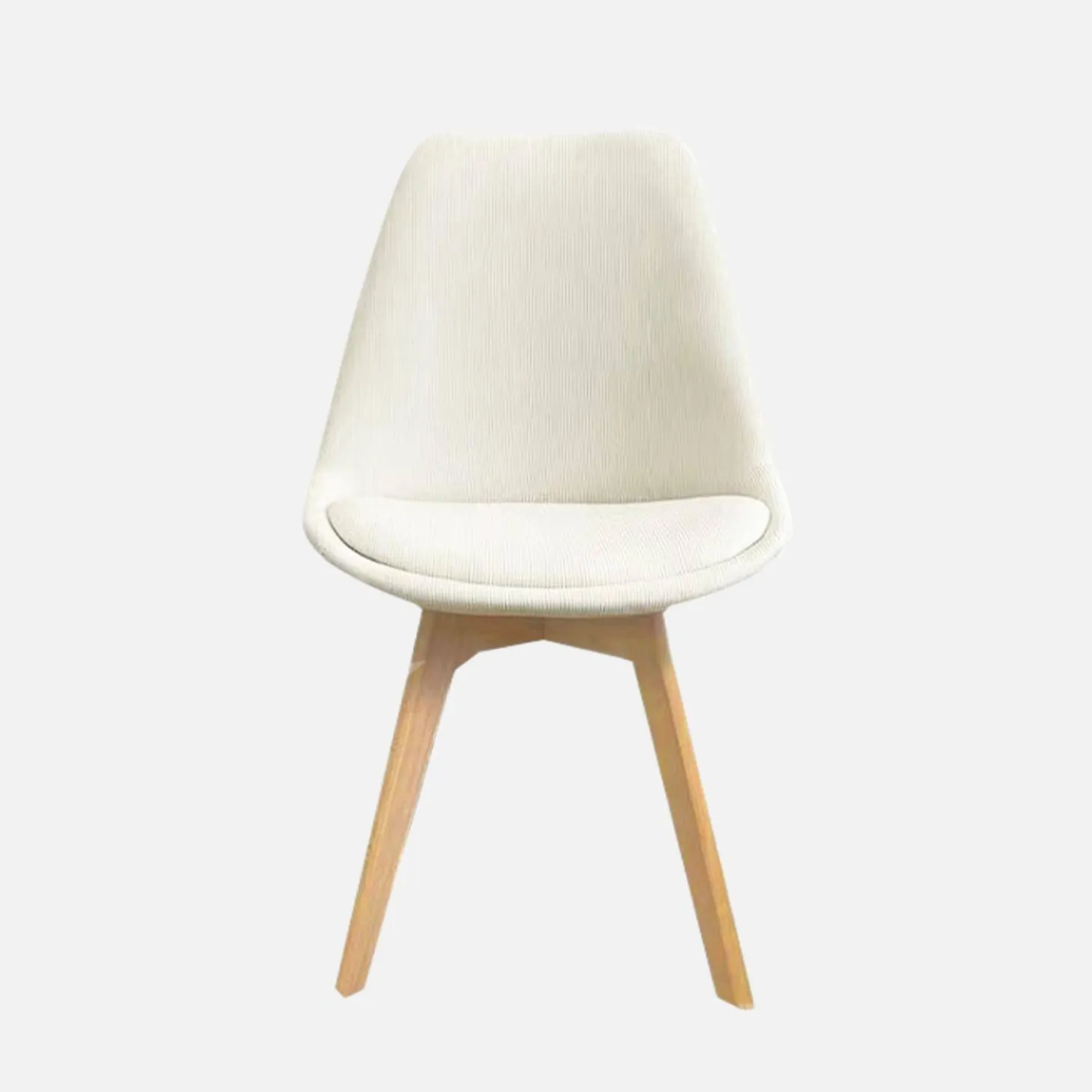Silla escandinava de madera de haya y pana fina, set de 4
