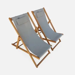Silla plegable de madera de eucalipto, set de 2