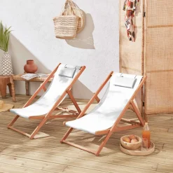Silla plegable de madera de eucalipto, set de 2