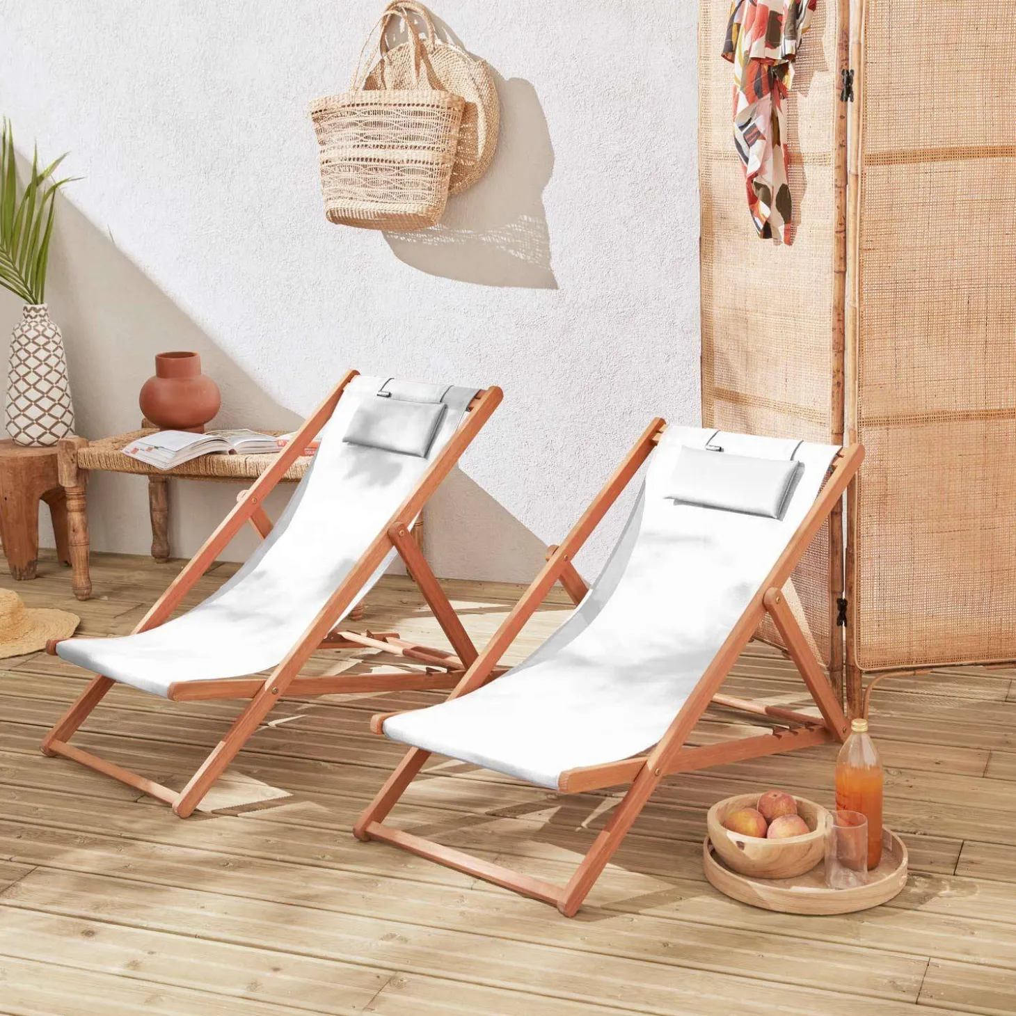 Silla plegable de madera de eucalipto, set de 2