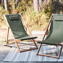 Silla plegable de madera de eucalipto, set de 2