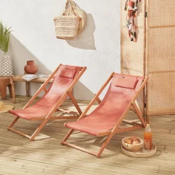 Silla plegable de madera de eucalipto, set de 2