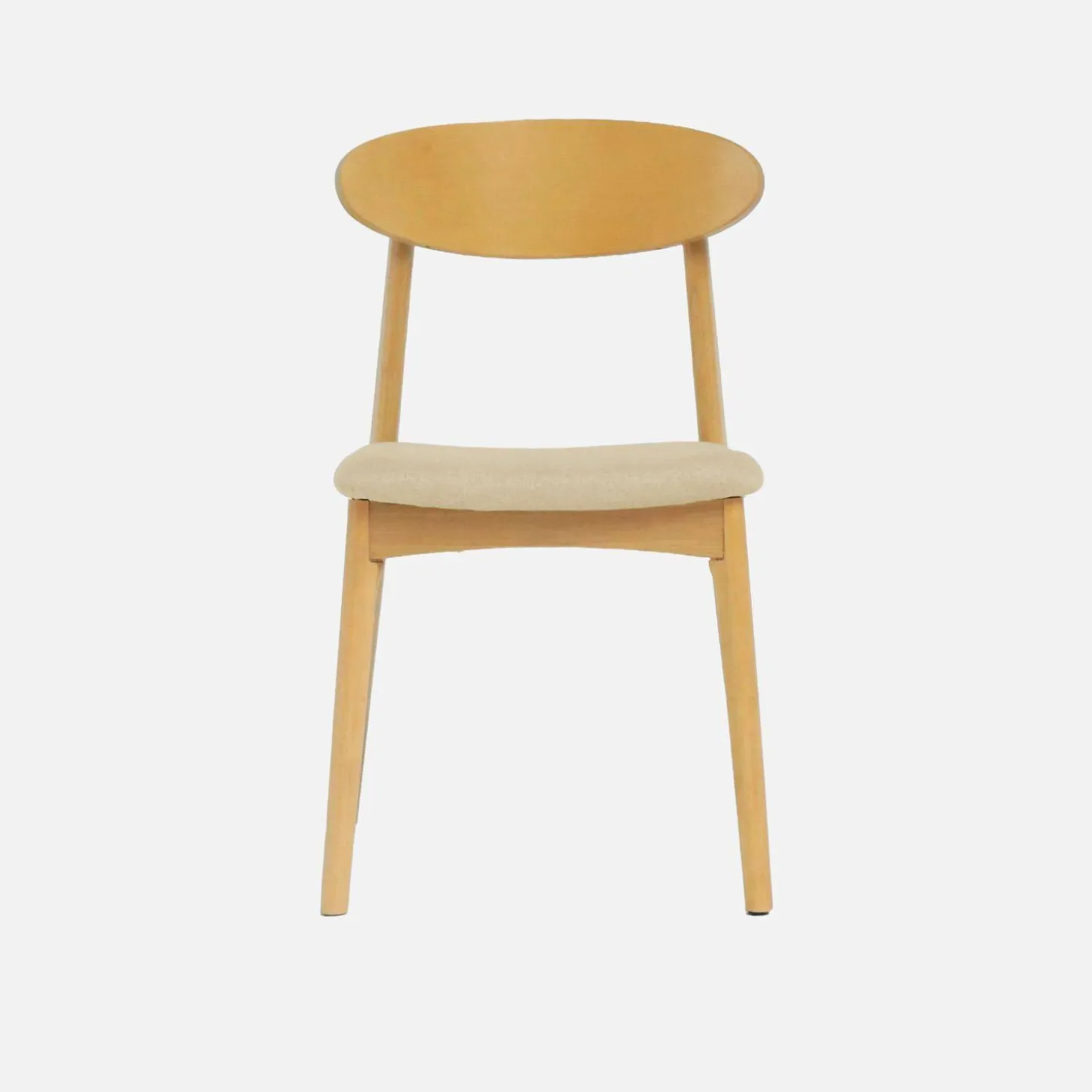 Silla vintage de madera de hevea natural y tela, set de 2