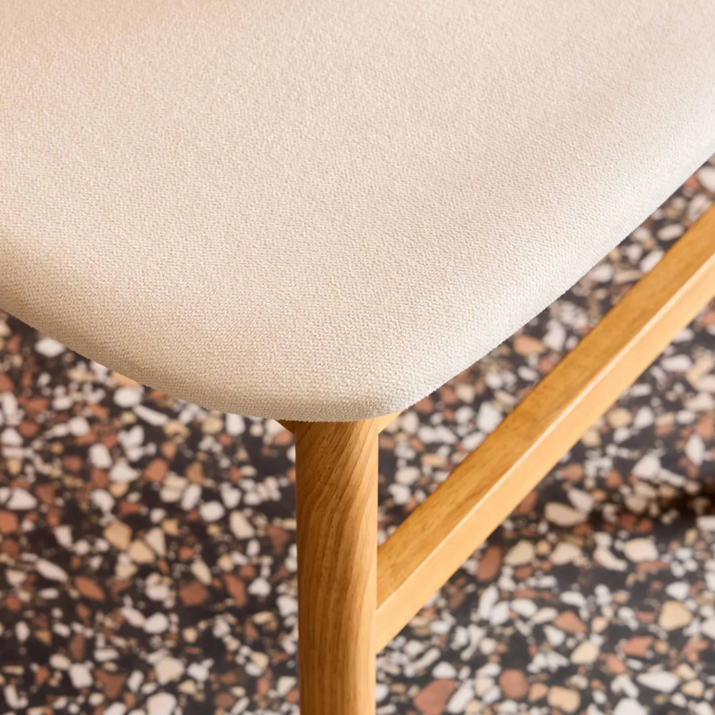 Silla vintage de madera de hevea y tela, set de 2