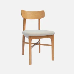 Silla vintage de madera de hevea y borreguito, set de 2
