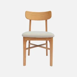 Silla vintage de madera de hevea y borreguito, set de 2