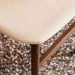 Silla vintage de madera de hevea y tela, set de 2