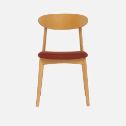 Silla vintage de madera de hevea natural y tela, set de 2
