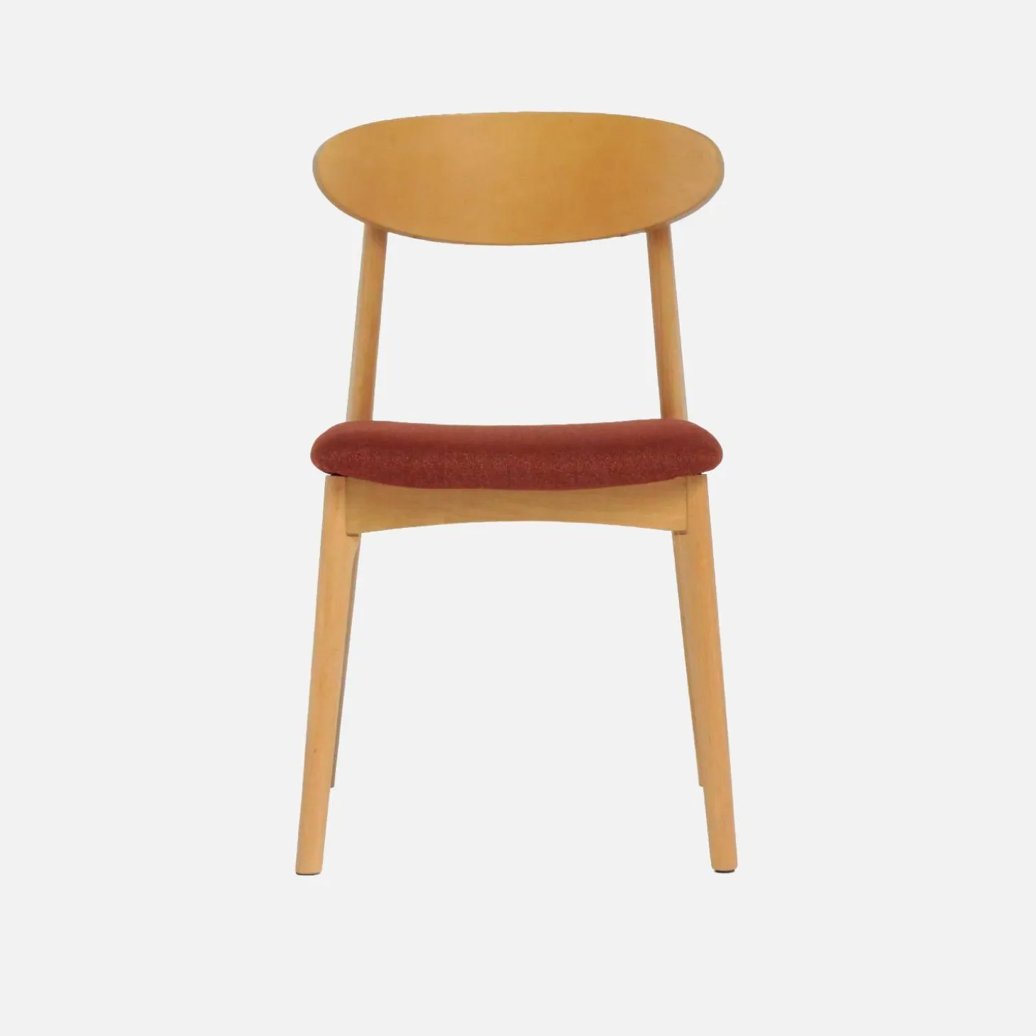 Silla vintage de madera de hevea natural y tela, set de 2