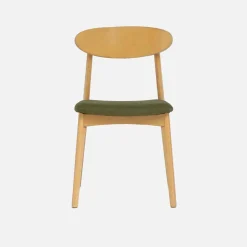 Silla vintage de madera de hevea natural y tela, set de 2