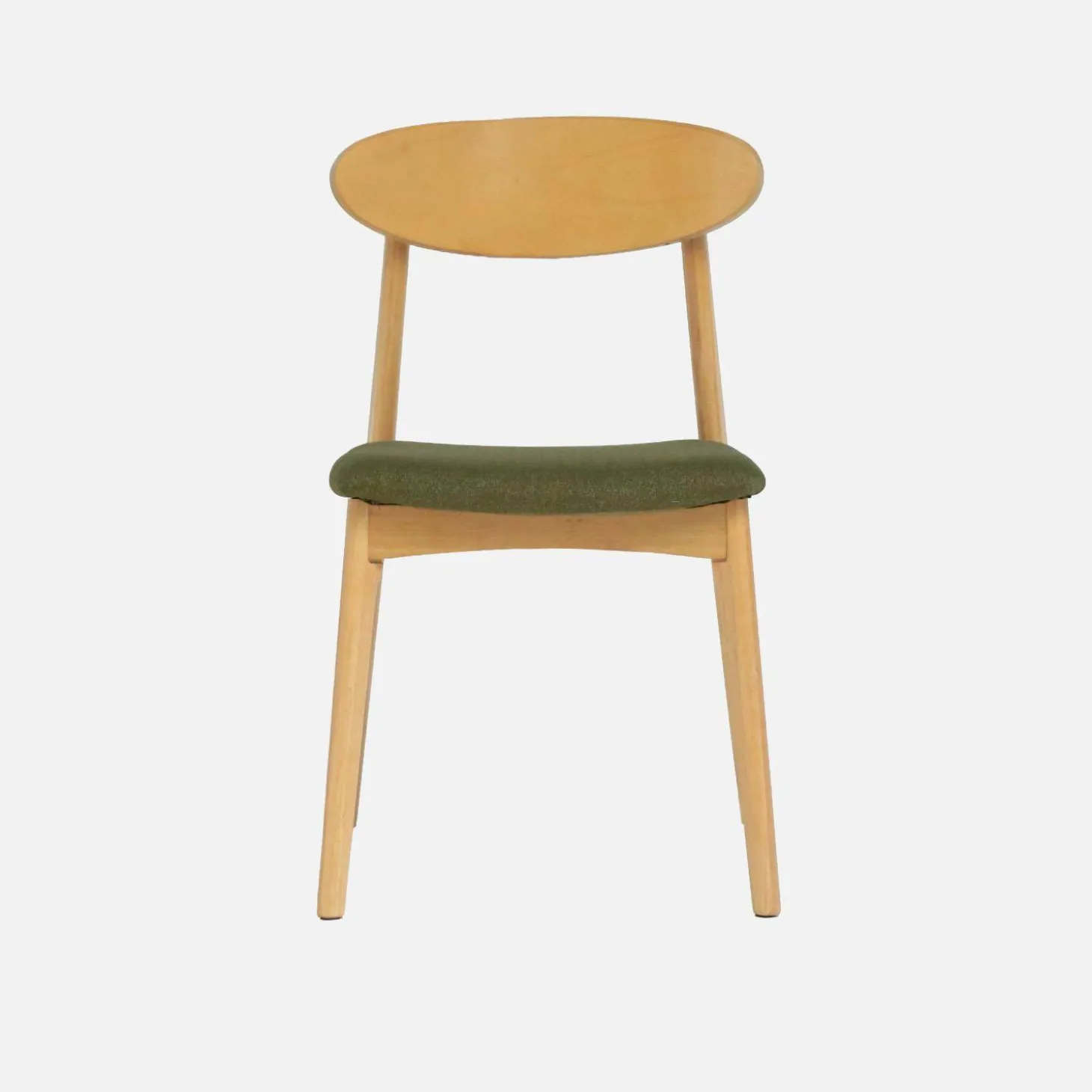 Silla vintage de madera de hevea natural y tela, set de 2