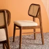 Silla vintage de madera de hévea y borreguito, set de 2