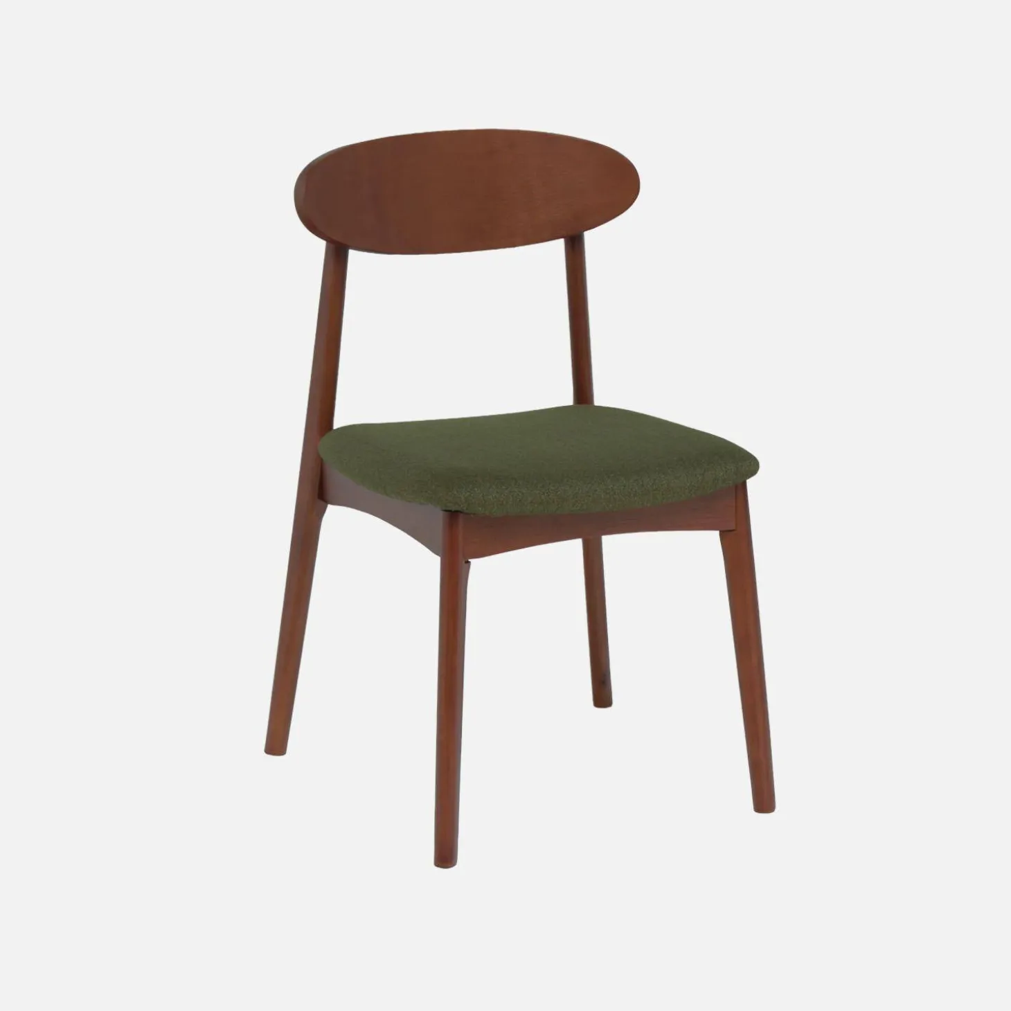 Silla vintage de madera de hevea nogal y tela, set de 2