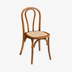Silla vintage de madera y ratán, set de 2