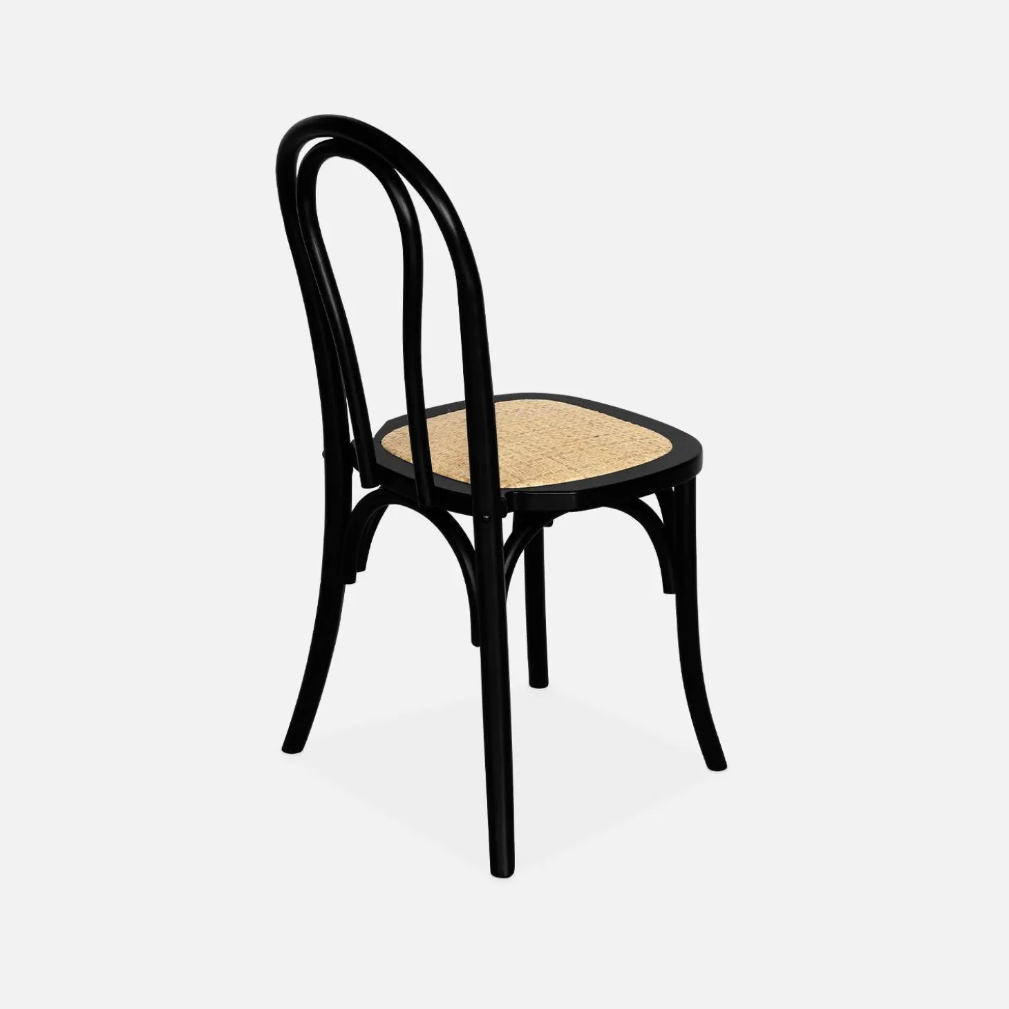 Silla vintage de madera y ratán, set de 2