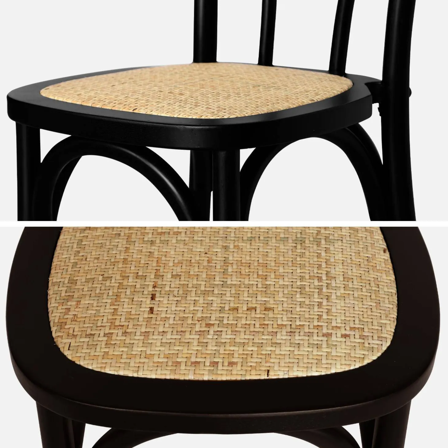 Silla vintage de madera y ratán, set de 2
