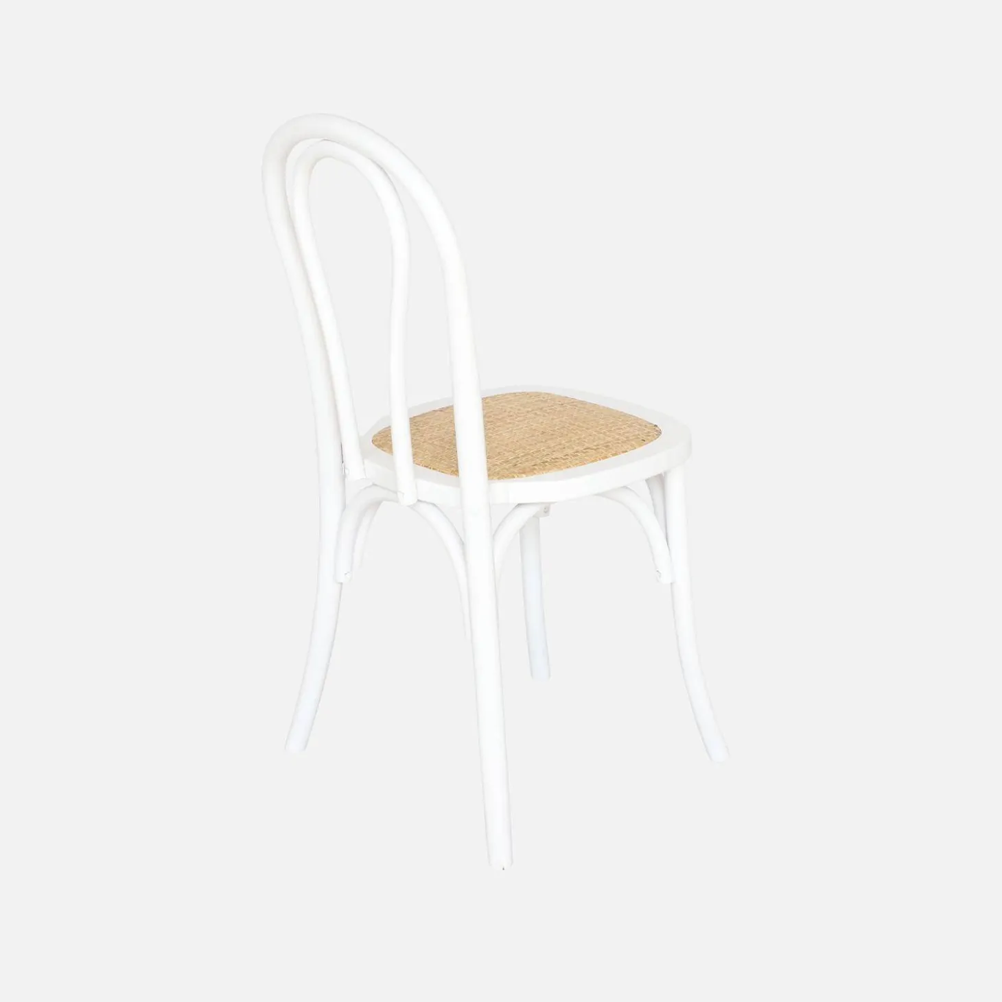 Silla vintage de madera y ratán, set de 4