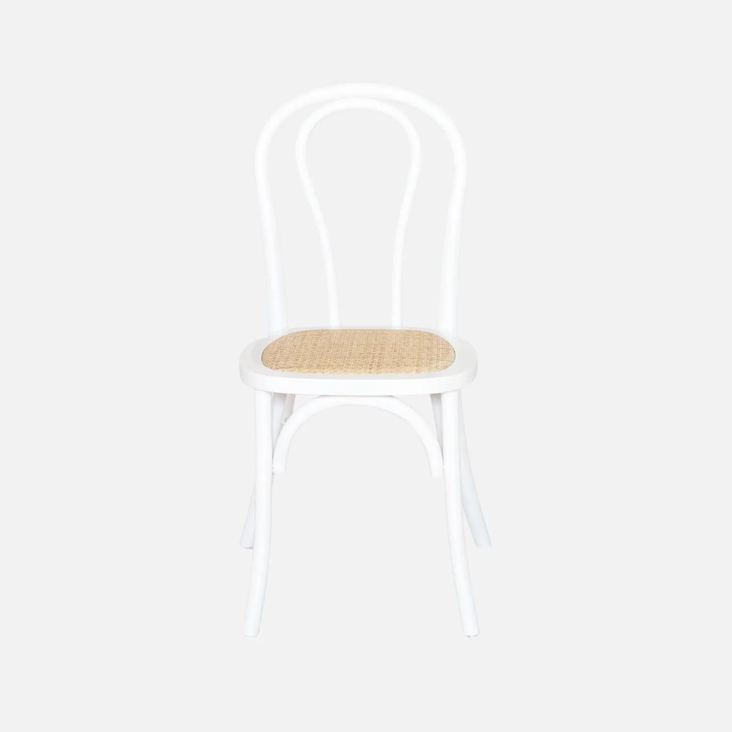 Silla vintage de madera y ratán, set de 4