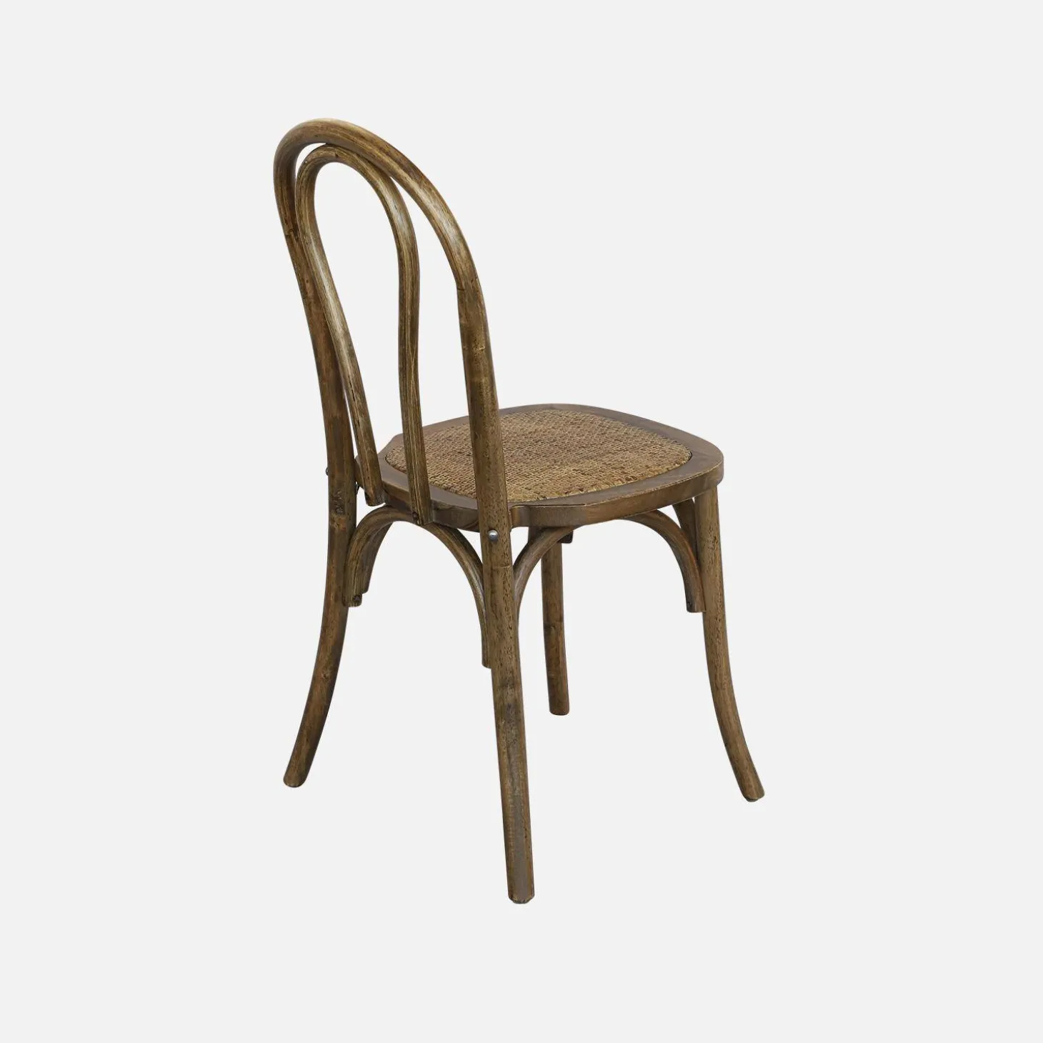 Silla vintage de madera y ratán, set de 4