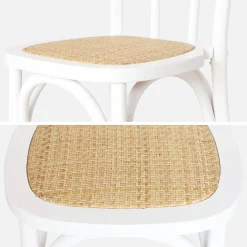 Silla vintage de madera y ratán, set de 2