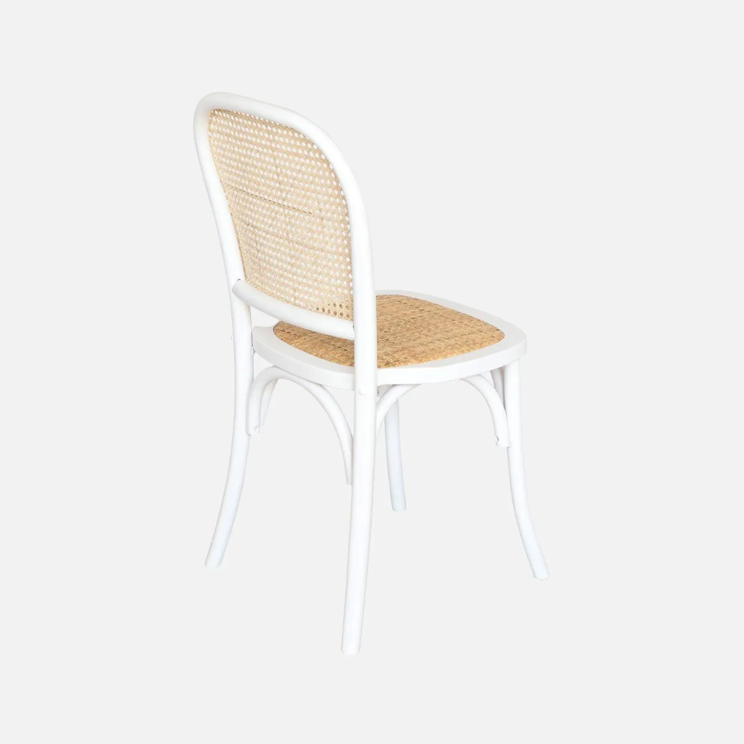 Silla vintage de madera y ratán, set de 2